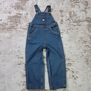 Carhartt Kids Denim Overalls 4T Blue Workwear Bib Stretch Carpenter Farmcore